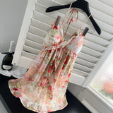 Beautiful Flower Pattern Elegant Off-Shoulder Dress