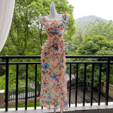 Tailored Fit Pastel Floral Midi Dress