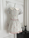 Peter Pan Collar Heart Print ShorSleeve Mini Dress