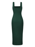 Sleek Green Sophisticate Midi Dress