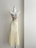 Exquisite Floral Embroidery Cream Colored Mermaid Dress