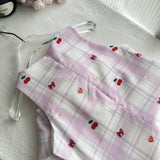 Pink Cherry Embroidery One Shoulder Mini Dress