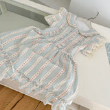 Pastel Colored Gingham Ruffled Mini Dress with Belt