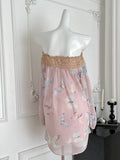 Pretty Pink Off Shoulder Butterfly Print Blouse