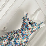 Vibrant Floral Print Strappy Mini Dress