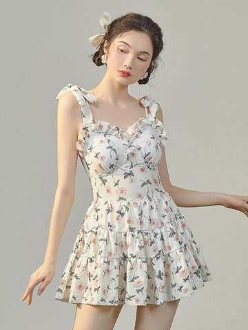 Floral Summer One-Piece Swimsuit Ladies Dress