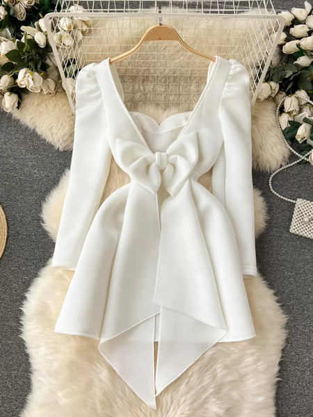 Long Sleeve Stylish White Dress – Ncocon