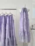 Ruffled Hem Lilac Halter Neck Maxi Dress