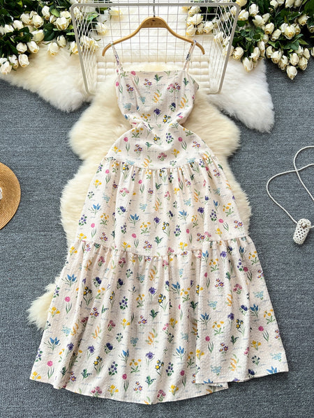 Adjustable Straps Flowing Sweet Floral Maxi Dress