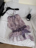 Enchanting Lavender Ruffled Lace Mini Dress