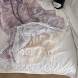 Enchanting Lavender Ruffled Lace Mini Dress