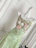 Enchanting Green Floral Embroidered Mini Dress