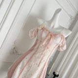 Sweet Pink and White Off Shoulder Mini Dress