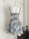 Vibrant Floral Print Strappy Mini Dress