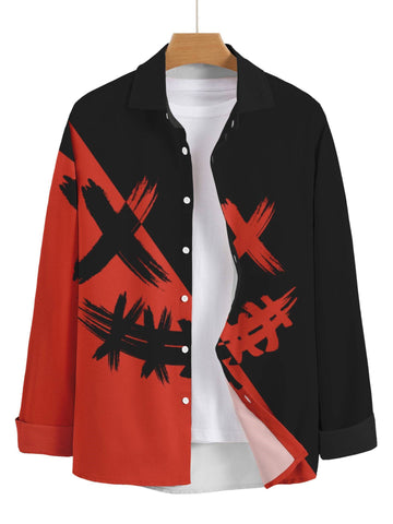 Men Red & Black Curved Hem Shirt Tee