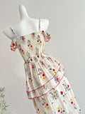 Ruffled Layers Off Shoulder Floral Print Dress
