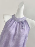 Ruffled Hem Lilac Halter Neck Maxi Dress