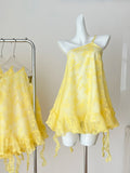 Sunny Yellow One Shoulder Floral Ruffled Dress