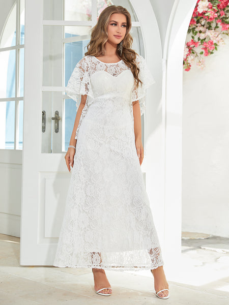 Butterfly Sleeve Lace A-line Party Dress