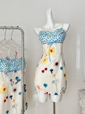 Blue Ruffle Top Floral Printed Dress