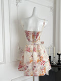 Charming Floral Strappy Corset Style Belted Mini Dress