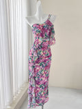 Vibrant Floral Print Ruffles Maxi Beach Dress