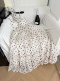 Classic White Polka Dot Halter Tiered Dress