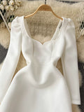 Long Sleeve Stylish White Dress