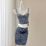 Lavender Two Piece Bodycon Floral Dress