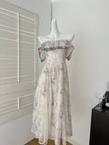 Flared Sleeves Off  Shoulder Floral Lace Dress