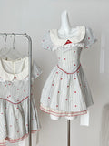 Peter Pan Collar Heart Print ShorSleeve Mini Dress