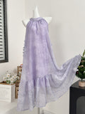 Ruffled Hem Lilac Halter Neck Maxi Dress