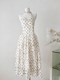 Classic White Polka Dot Halter Tiered Dress