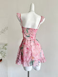 Ruffled Layers Pink Floral Print Summer Dress