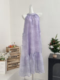 Ruffled Hem Lilac Halter Neck Maxi Dress