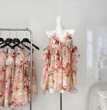 Beautiful Flower Pattern Elegant Off-Shoulder Dress