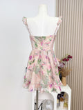 Romantic Pink Floral Print Ruffled Dress