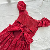 Polka Dot Red Off Shoulder Mini Dress