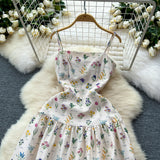 Adjustable Straps Flowing Sweet Floral Maxi Dress