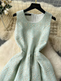 Elegance Mint Floral Embossed Dress