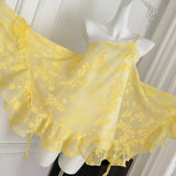 Sunny Yellow One Shoulder Floral Ruffled Dress