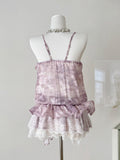 Enchanting Lavender Ruffled Lace Mini Dress