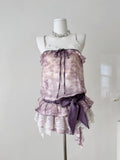 Enchanting Lavender Ruffled Lace Mini Dress