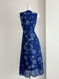 Astrological Motif Prints Navy Blue Midi Dress