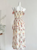 Ruffled Layers Off Shoulder Floral Print Dress