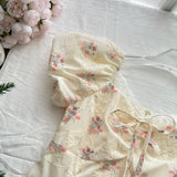 Puff Sleeves Off Shoulder Floral Print Mini Dress