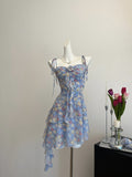 Delight Blue Floral Cascade Dress