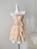 Soft Peach Adorable Tiered Mini Dress