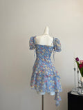 Delight Blue Floral Cascade Dress
