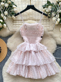 Elegant Black Bow Pink Polka Dot Mini Dress